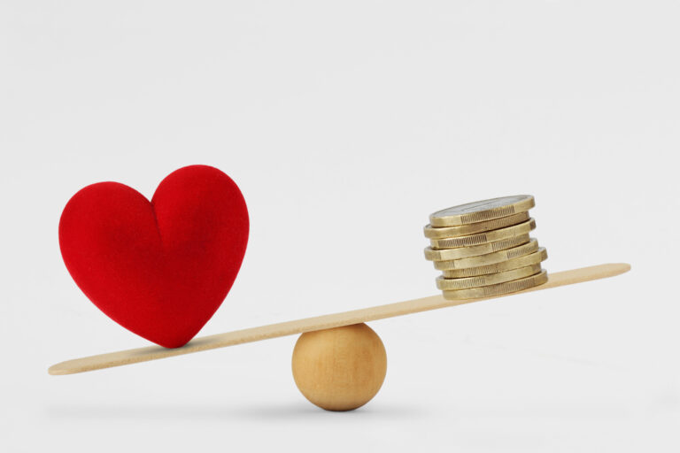Heart,And,Money,On,Balance,Scale, ,Concept,Of,Love